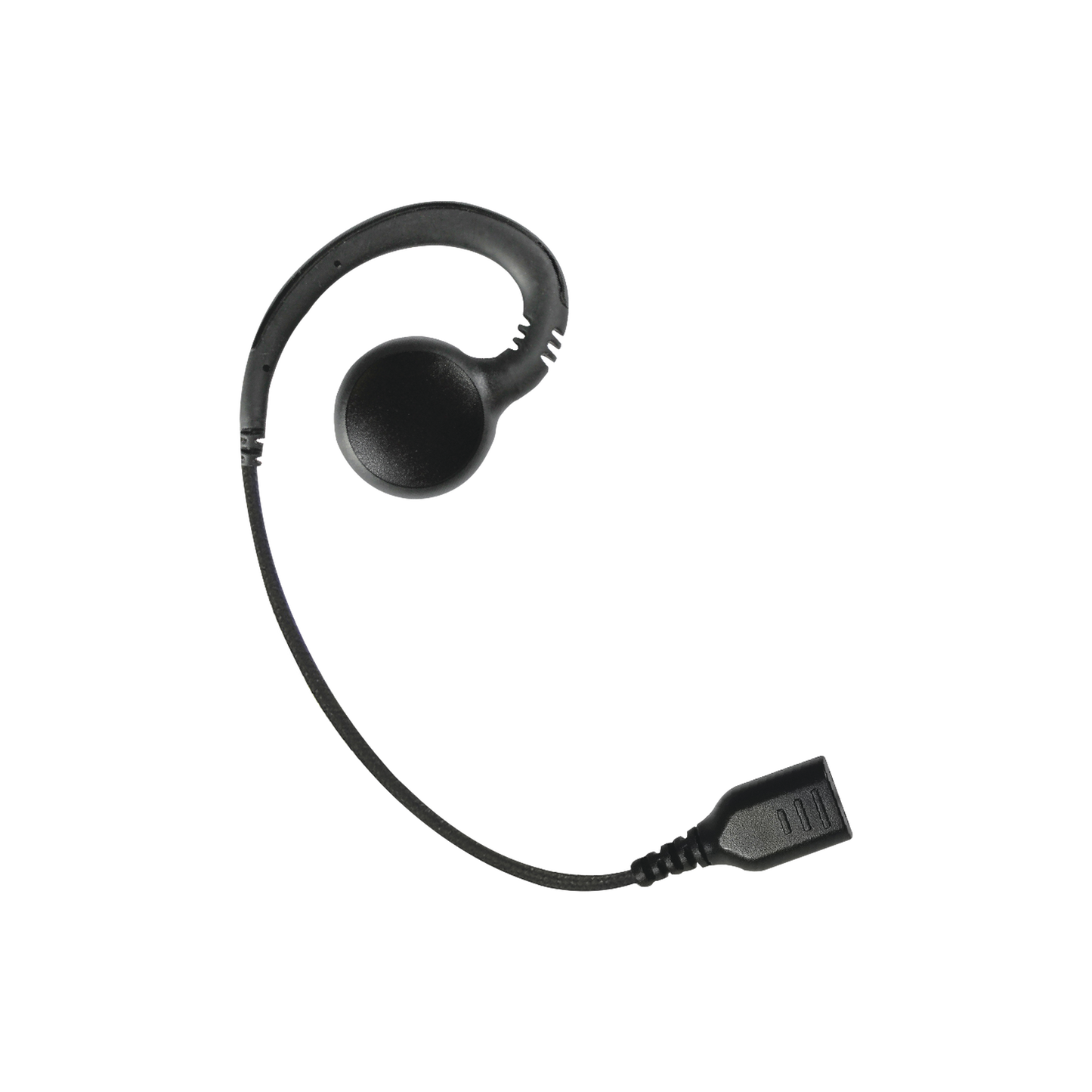 Top Quality G-Hook Swivel earphone with Braided Fiber Cable and SNAP connector. Requires the 1 or 2 lapel mic cable SNAP Series.