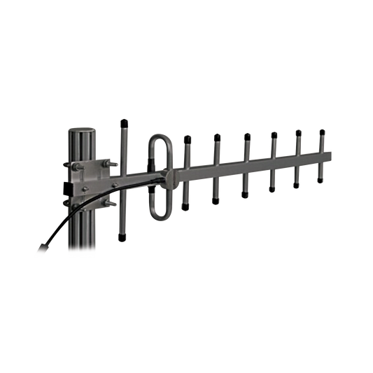 Affordable N Female., 20 MHz, Black Anodized Yagi Antenna for 360-380 MHz, 10 dB Gain, 7 Elements, 250 Watt