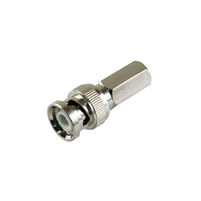 Reliable Nickel/ Gold/ Delrin., Twist-on (Hex.) in Clock Wise Sense for RG-59/U Coaxial Cable, BNC Male Connector