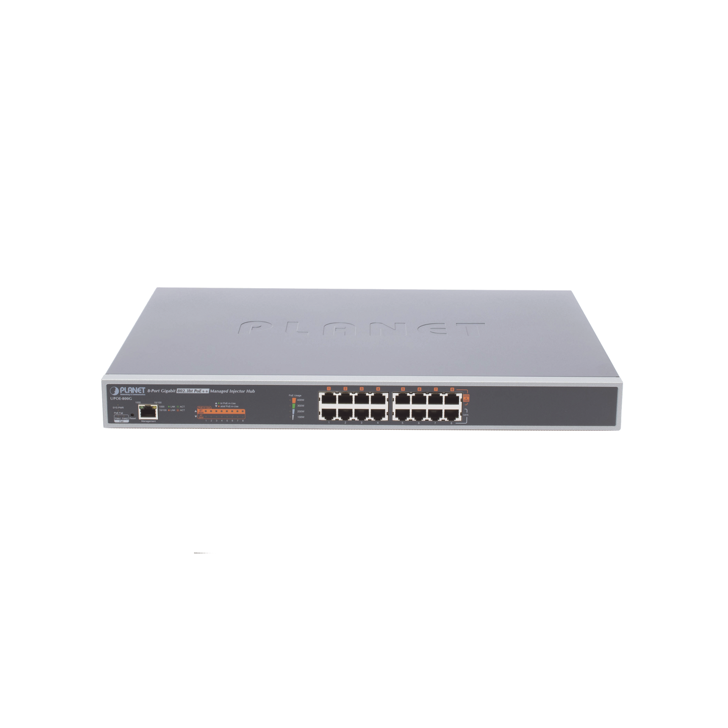 Top Quality 8-Port Gigabit 60W Ultra PoE Managed Injector Hub (400W)