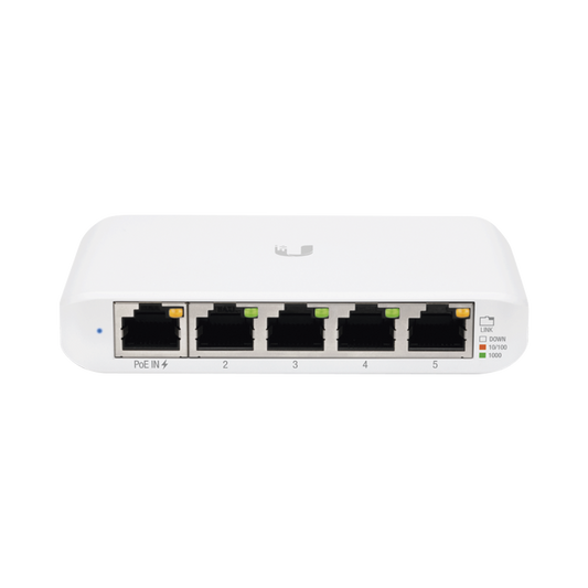 High Performance one port also supports 802.3af/at PoE input, UniFi Compact 5-Port Gigabit Switch