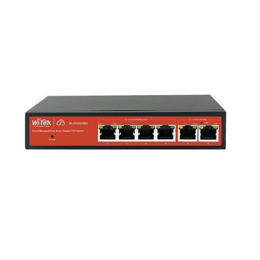 Reliable 6-Ports Cloud Managed Easy Smart Gibabit PoE Switch With 4 PoE+ Ports and 2 Uplink Ports