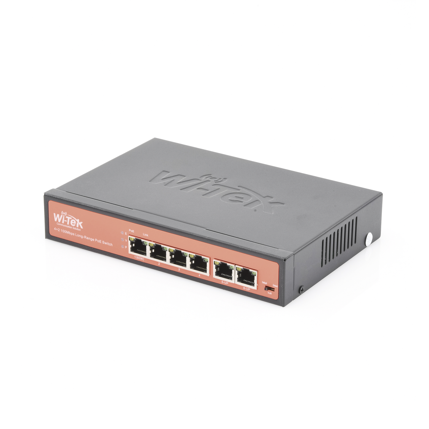 Reliable 65W, Long-Range PoE (802.3af/at/bt) Switch with 4 x 10/100Tx PoE Ports and 2 x 10/100Tx Uplink