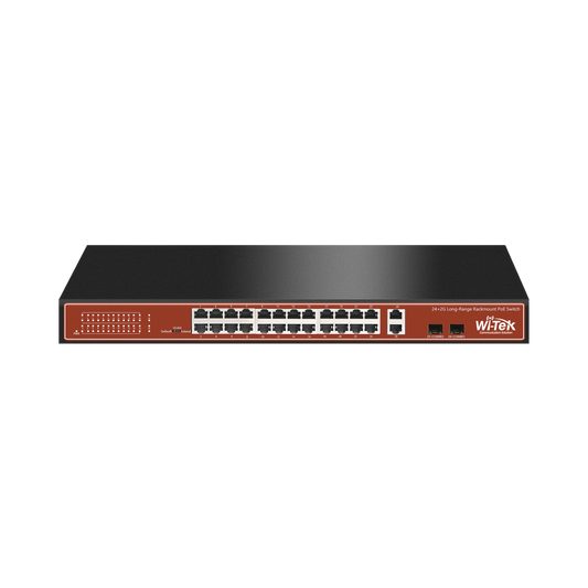 High Performance Long-Range PoE (802.3af/at) Switch with 24 x 10/100Tx + 2 Gigabit Combo SFP Up-link Ports, 250 W