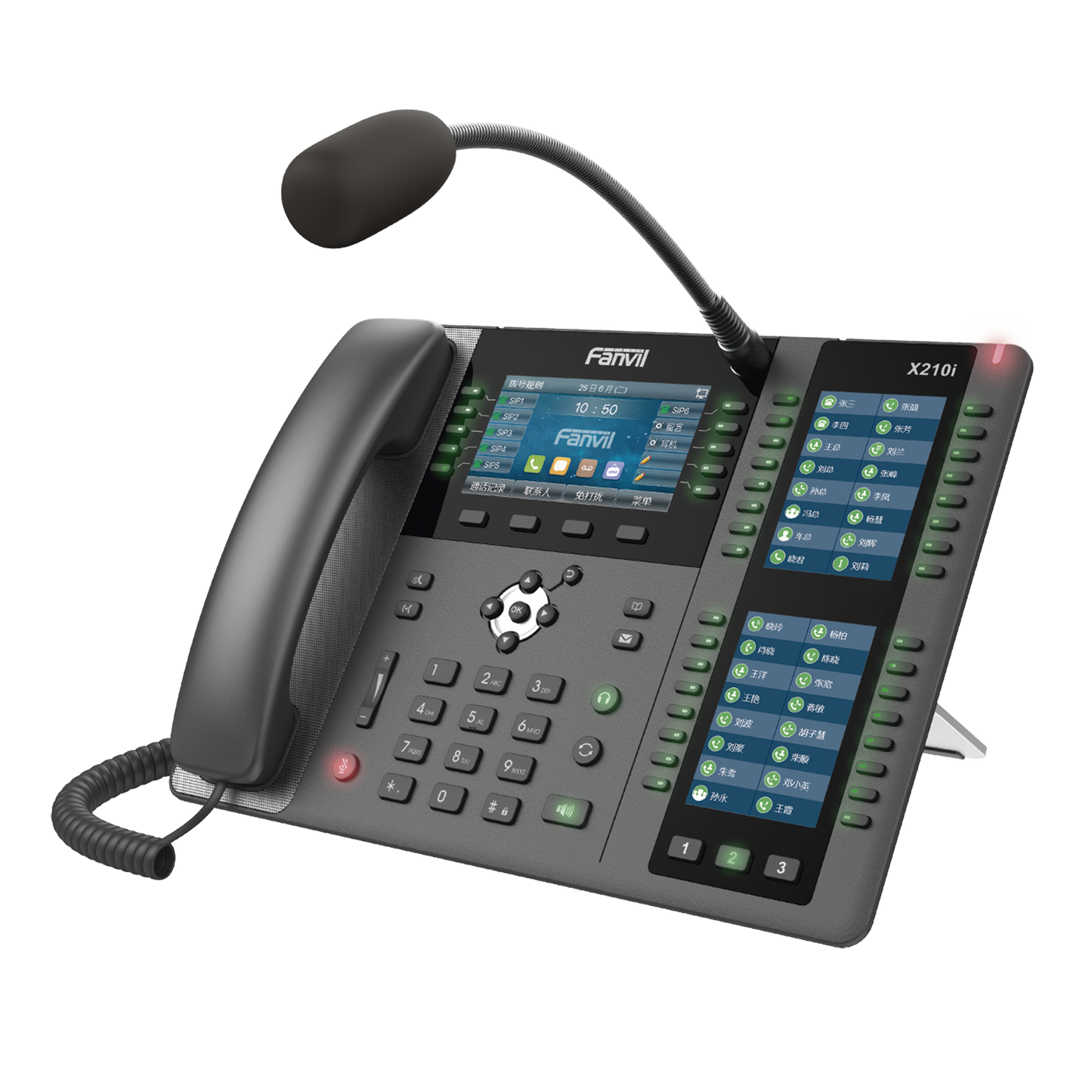 Reliable Gigabit Ports, Built-in Bluetooth for Headbands, 106 DSS Buttons, Exterior Microphone, Supports Video Reception, X210 High-end Enterprise IP Phone up to 20 SIP Lines, PoE