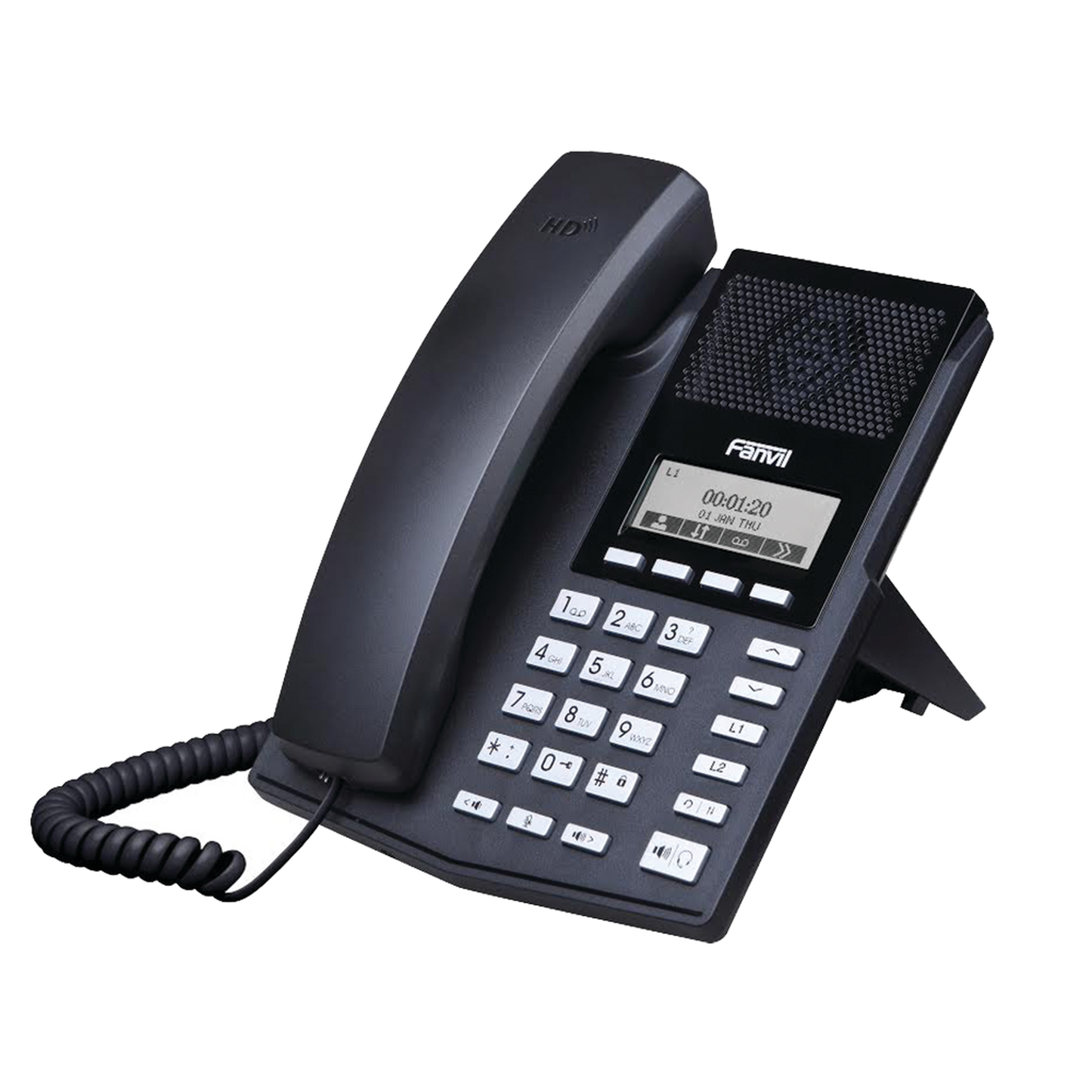 Affordable IP Phone X3 Black Color, With Power Adapter, HD Voice and 3 Way Conference, 2 SIP Lines, Non PoE, Non Backlit