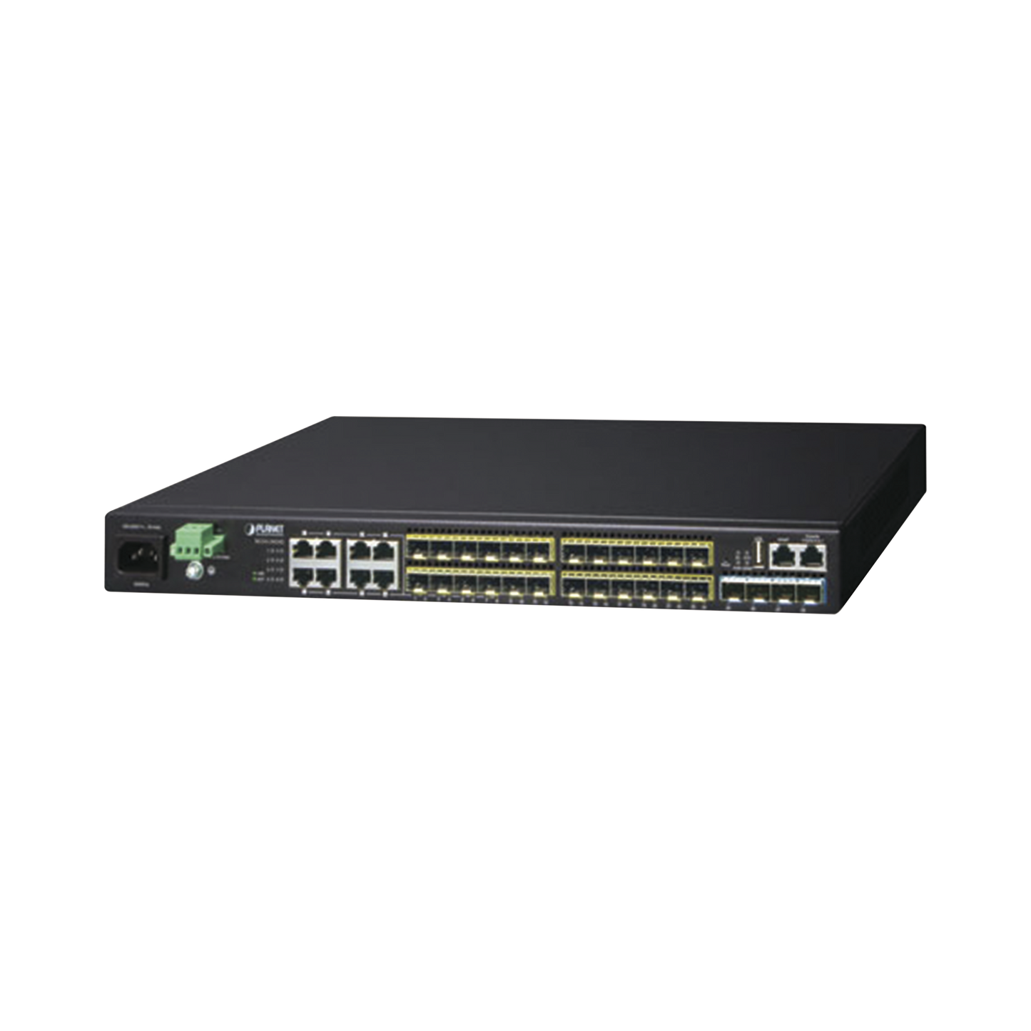 High Performance 8 Shared Gigabit Ethernet Ports, 4 10Gbps SFP Ports, 24 100 / 1000X SFP Ports, Core Layer 3 Switch