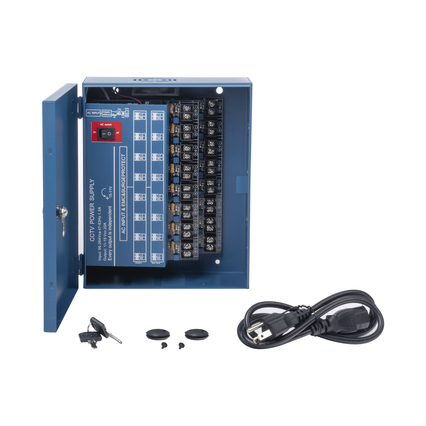 Reliable Professional HEAVY DUTY Power Supply @ 20 Amps / 16 Channels / Up to 1.25 Amps per Output / Independent Adjustment from 11 to 15 Vdc per Output / Overload Protection / Noise Filter per Channel / Recommended for 4K Cameras.