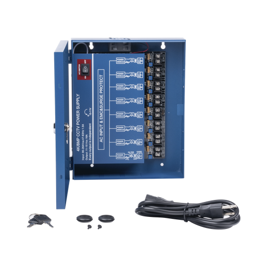 Top Quality Professional HEAVY DUTY Power Supply @ 16 Amps / 8 Channels / Up to 2A per Output / Independent adjustment from 11 to 15 Vdc per Output / Overload Protection / Special Noise Filter for 4K Cameras.