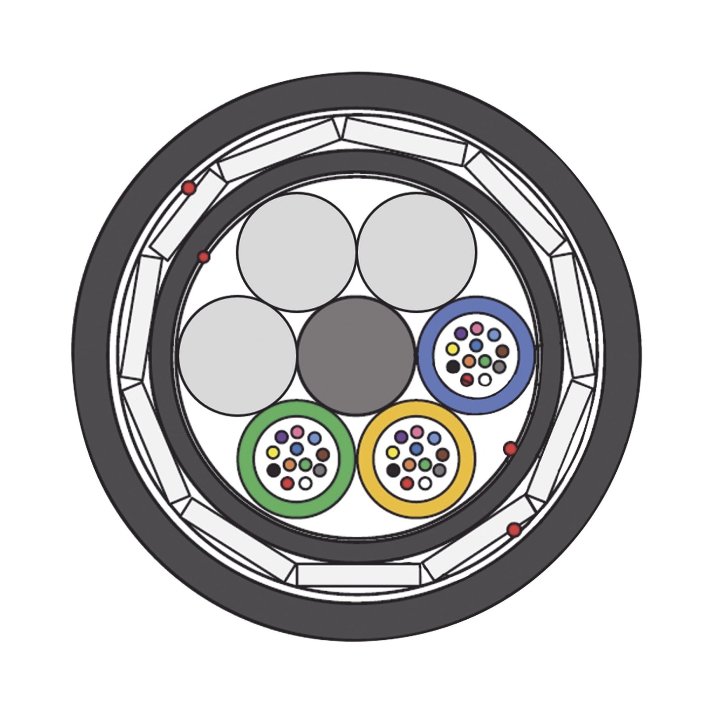 Advanced 1 Km Aerial Fiber Optic (ADSS) G.652D Armed, Dielectric, Monomode 36 Cores, Span 200 - USATELVideo SurveillanceLINKEDPRO BY FIBERHOME