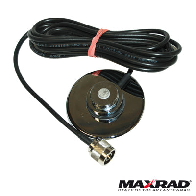 Reliable N Male, 12 ft. RG58U Cable, MAXRAD Magnetic Mount 3/4” (NMO), 3 1/4” diameter. - Special Order Item